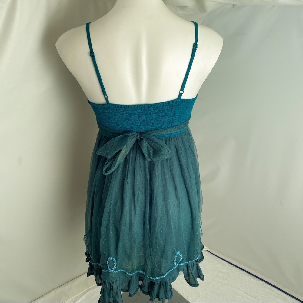 Free People Princess Voile teal babydoll empire waist dress 6 - Picture 4 of 12